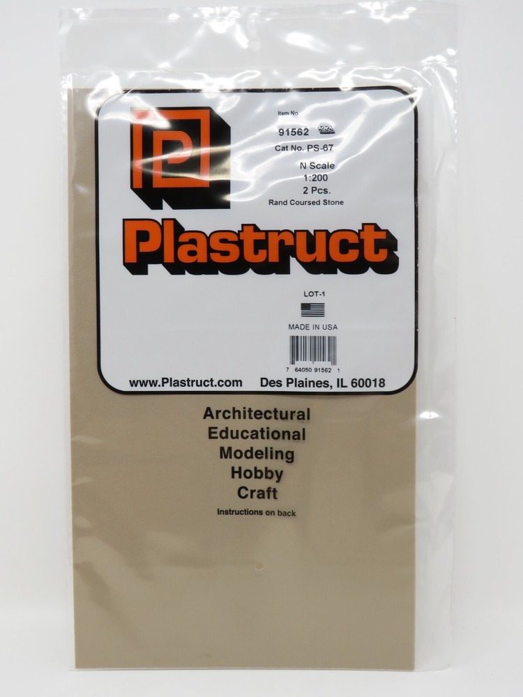 Plastruct 91562 Random Coursed Stone Patterned Sheets N Scale 1:200