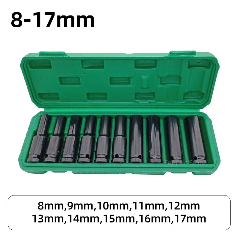 10pcs Impact Socket Set Pneumatic Wrench Head Tire Removal Tool Maintenance Tool