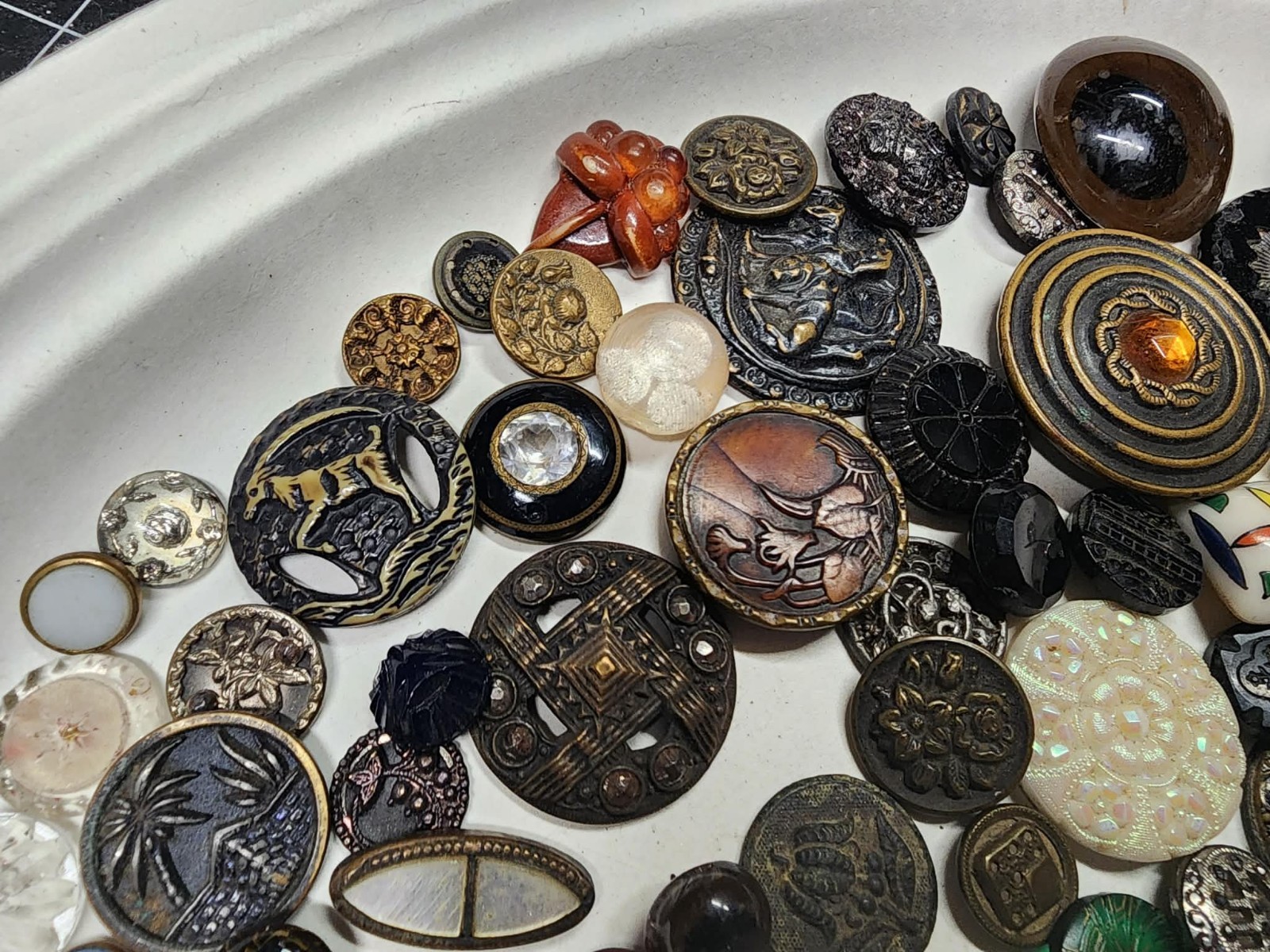 Junk Draw Lot , Antique Buttons , Marbles , Jewelry , Zuni