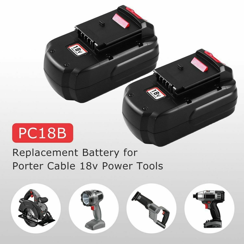 2Pack 18V 4.5Ah Replace Battery for Porter Cable PC18B 18-Volt Cordless Tools