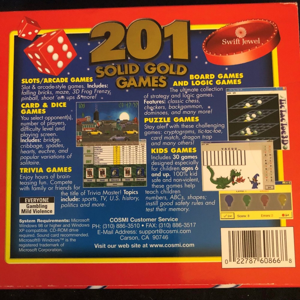 201 Solid Gold Games PC CD-ROM GAMES ** FREE SHIPPING **
