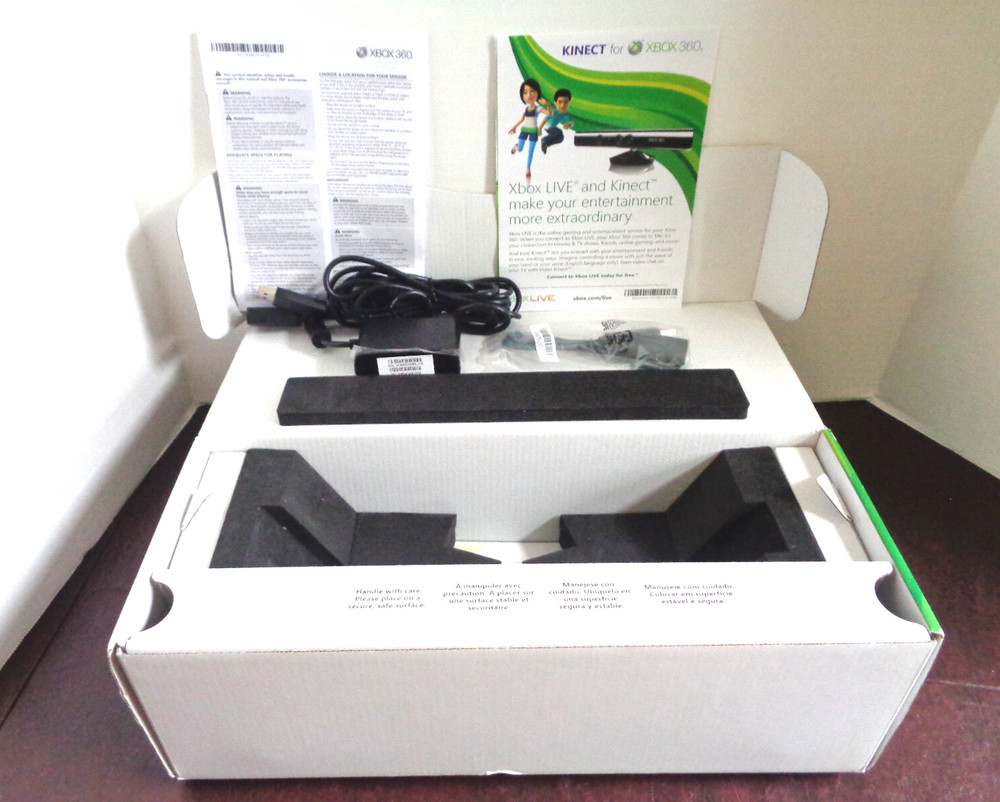 EMPTY BOX Cables & Manual NO SENSOR UNIT - Xbox 360 KINECT Sensor Bar Model 1414