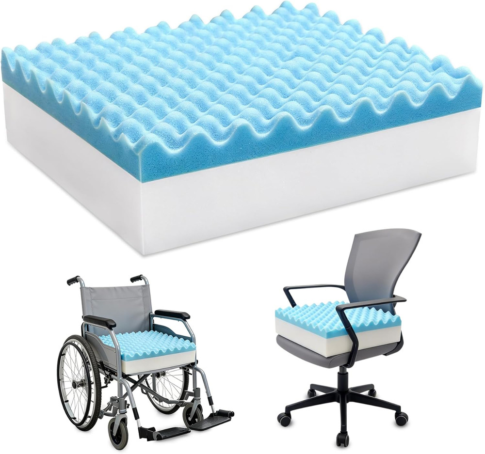 Egg Foam Crate Pad with High-Density Base for Long Sitting, Double Layer Design