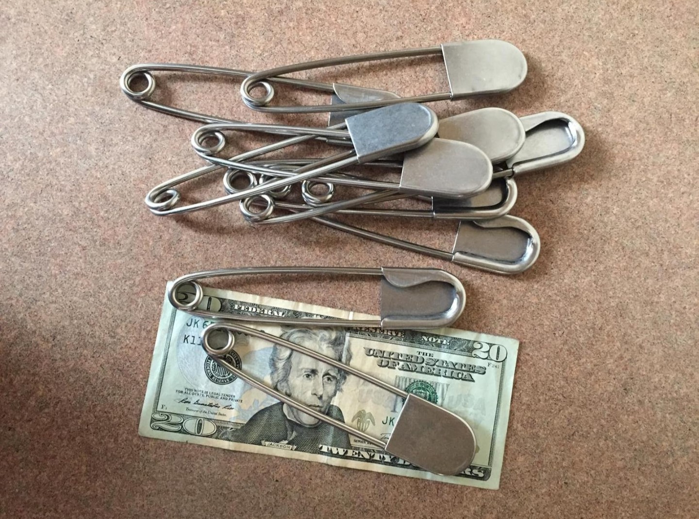 Biker MC Pass Through Pin + 20 Pieces, Harley Motorcycle Club, Jumbo Safety Pins