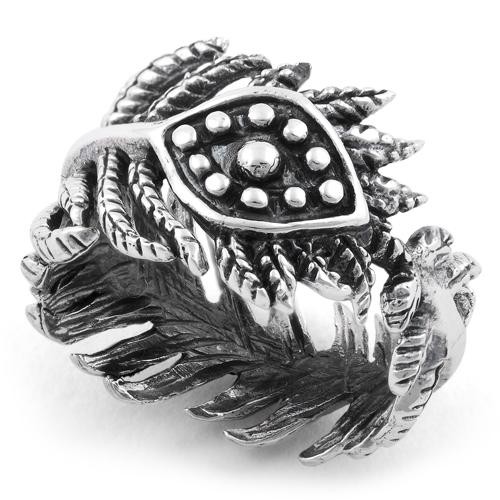 925 Sterling Silver Evil Eye Leaves Ring