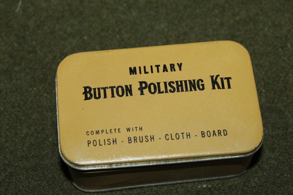 Original WW2 U.S. Army Soldiers Metal "Military Button Polishing Kit" Can, Empty
