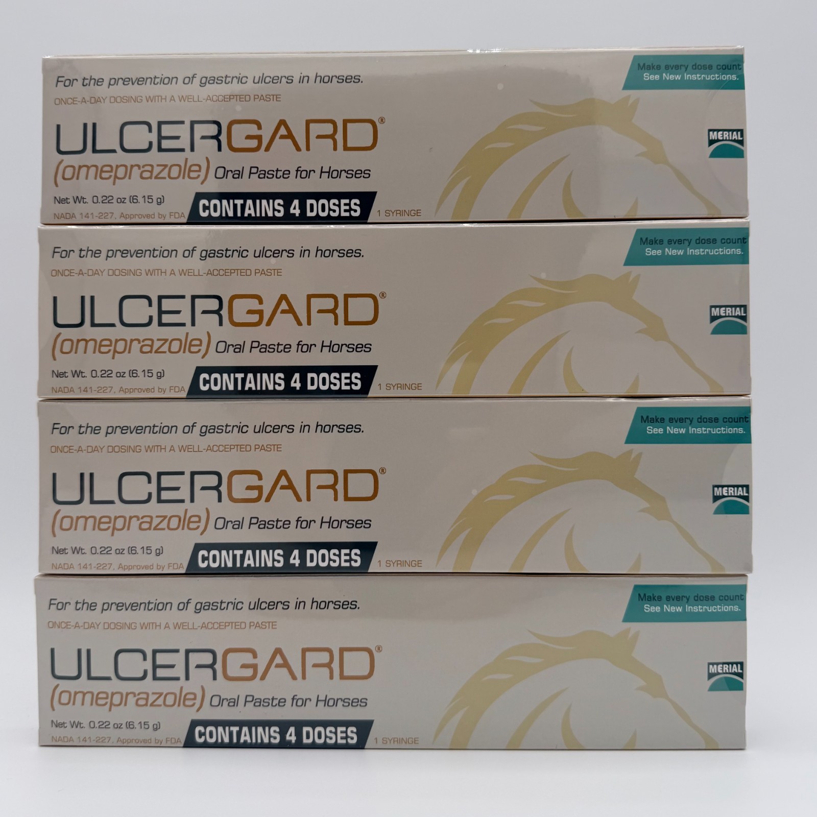 4 PACK Ulcergard (16 Doses) Oral Paste Syringe (6.15 Gm) New Version-See details