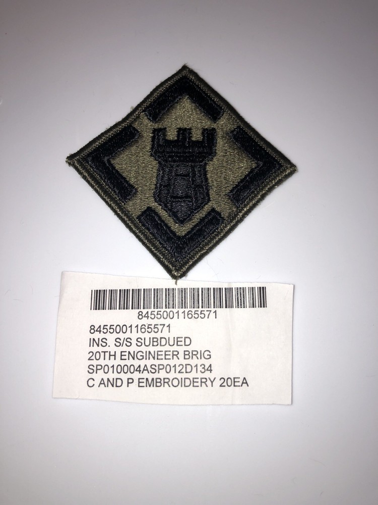 20th Engineer Brigade Subdued U.S. Army Shoulder Patch Insignia