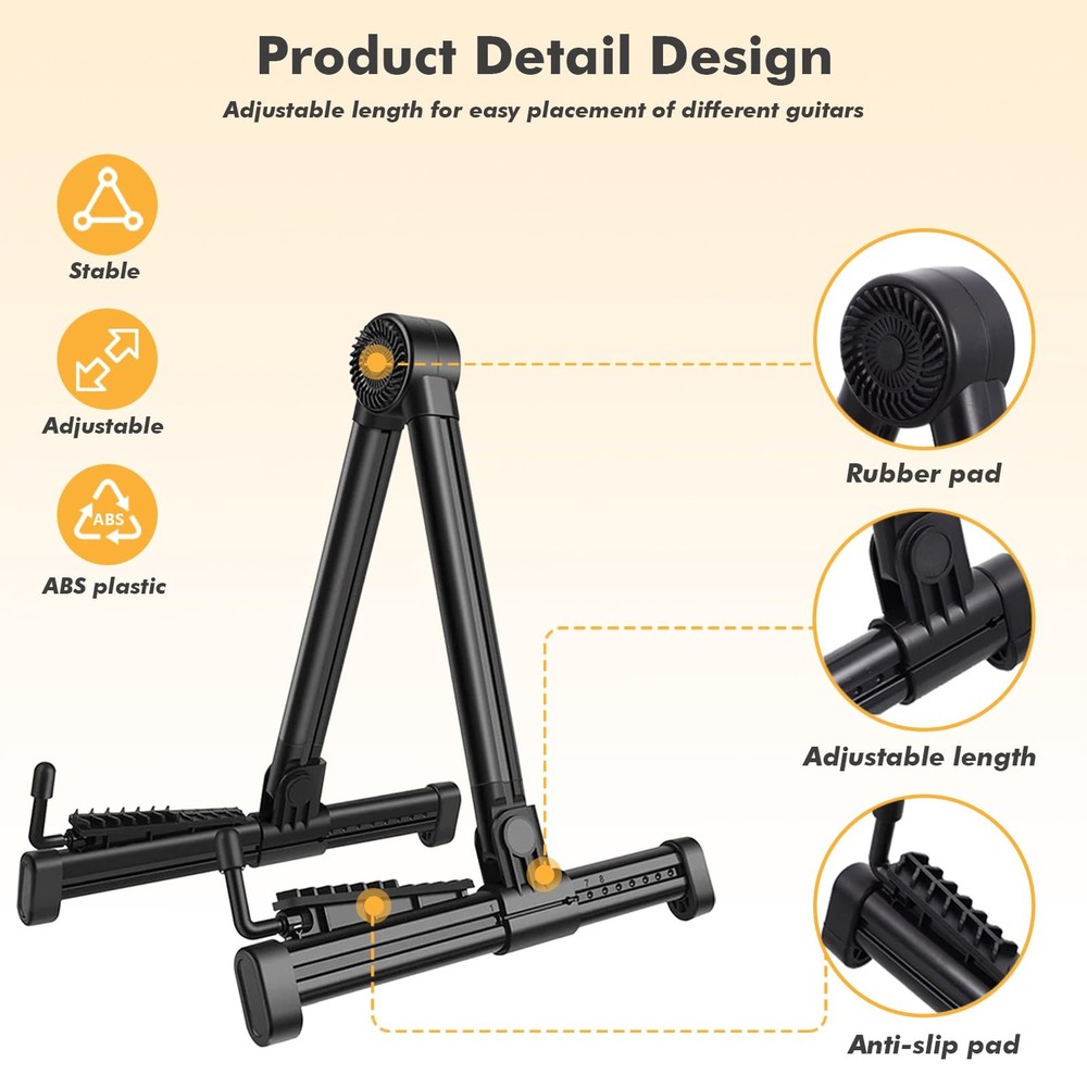 UPELLA Guitar Stands, ABS Plastic Lightweight Strong A-Frame 1 PACK, Black