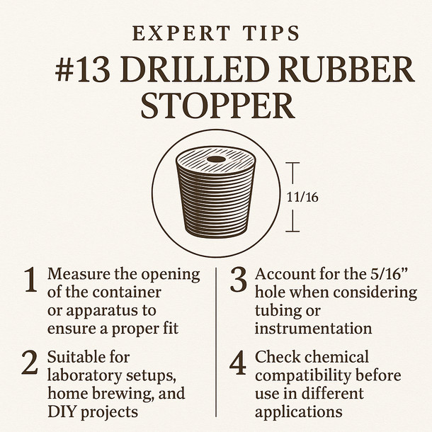 LD Carlson No. 13 Drilled Rubber Stopper