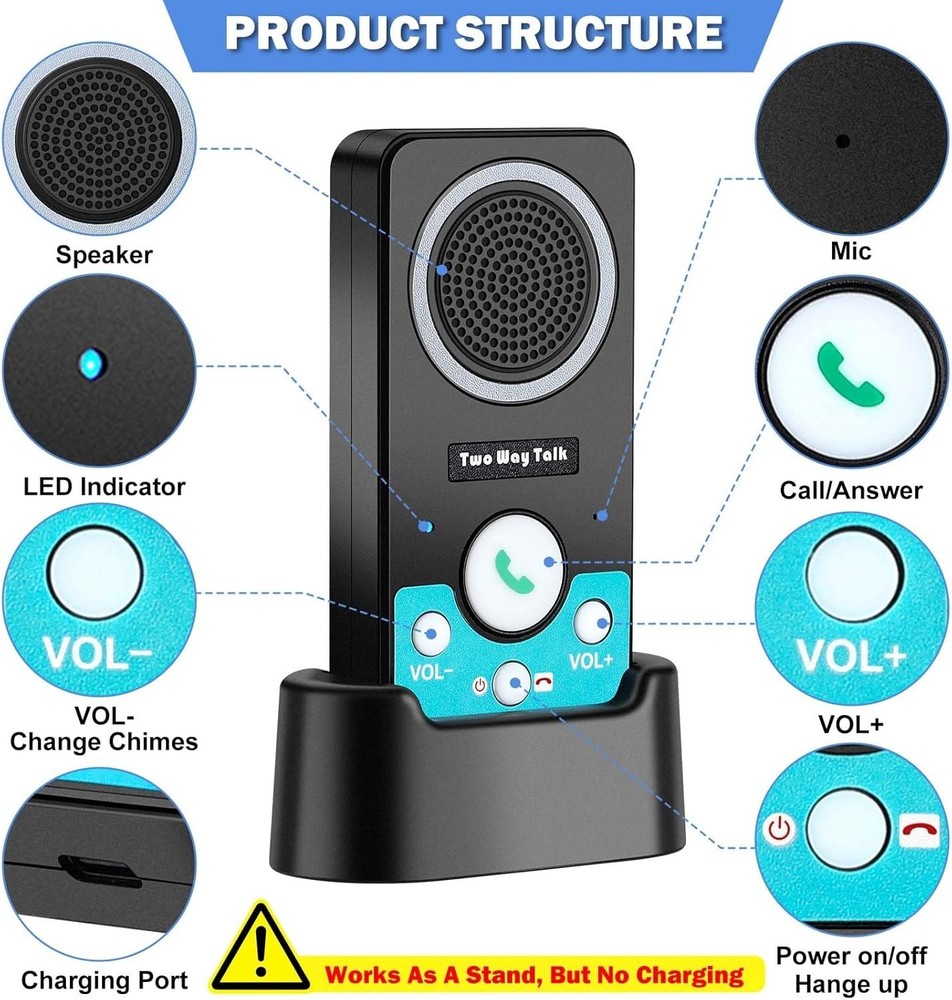 Wireless Intercom System for Home Business Long Range 8 Volume Levels 3 Pack
