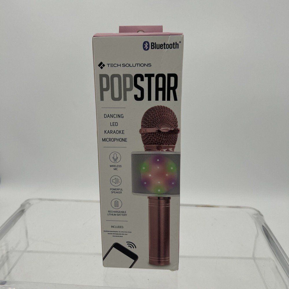 Karaoke Studio Bluetooth Microphone Pink Tech Solutions Dancing LED Speaker