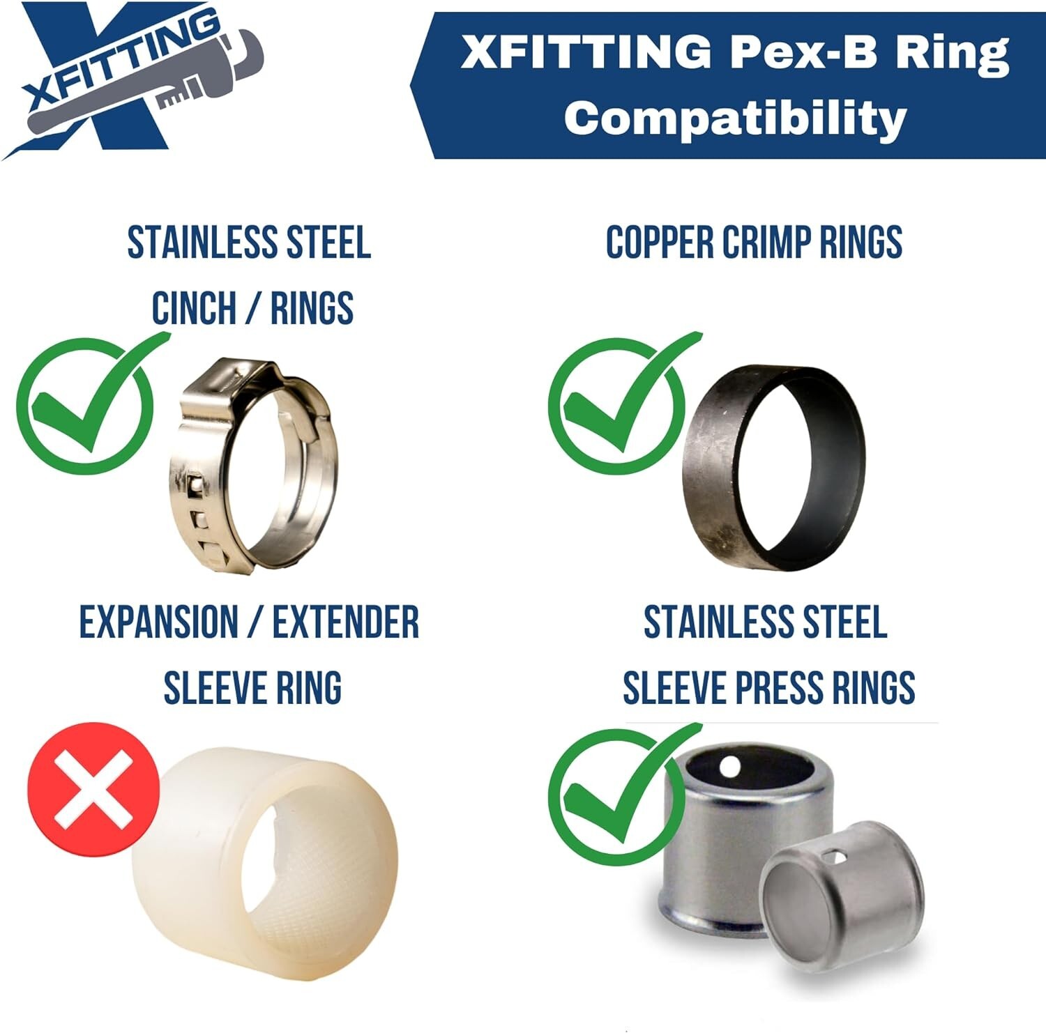 5 Pcs XFITTING 1/2" x 1/2" x 1/2" Pex Tee, Pex Barb Crimp Tee, Lead Free Brass