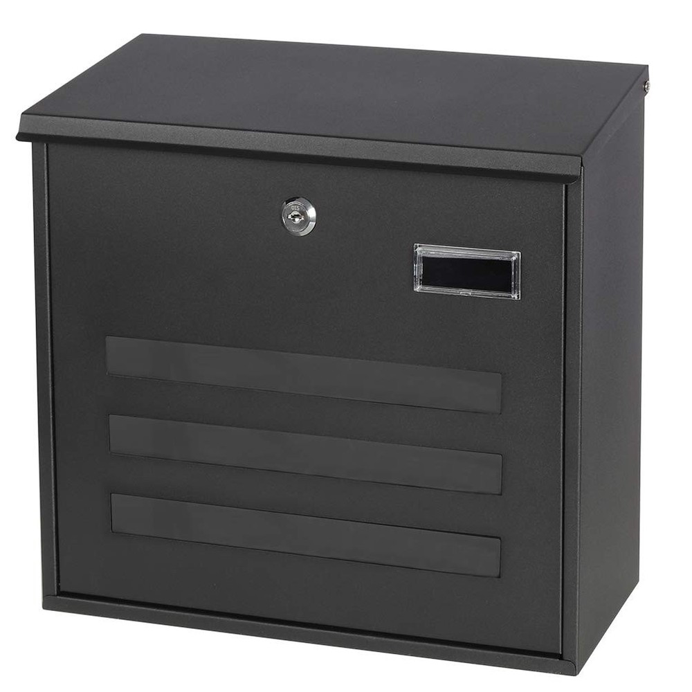 Secure Locking Wall Mounted Mailbox Large Capacity Black