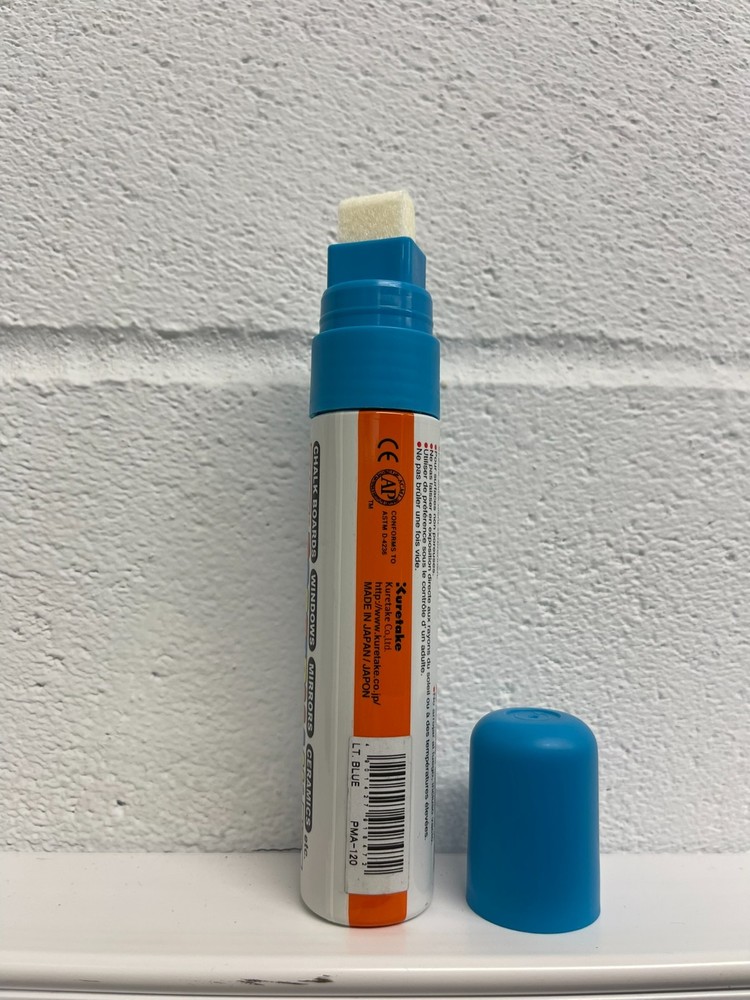 Kuretake ZIG Posterman Waterproof PMA-120 Liquid Chalk 15mm Chisel Tip Light Blu