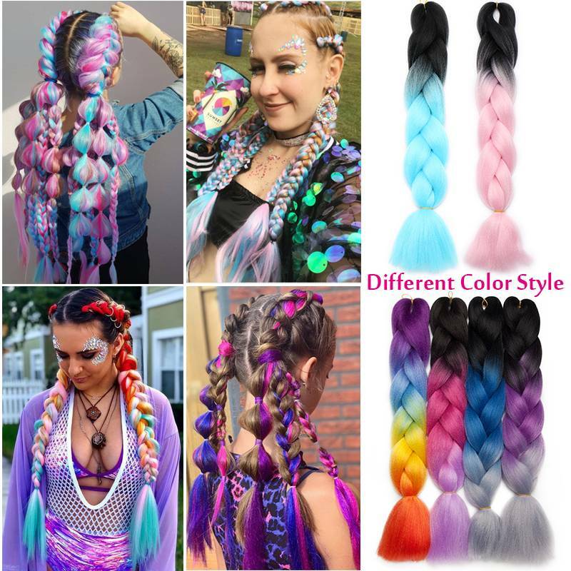 60 Big-color Jumbo Braiding Hair Extensions Braids Twist Ombre Kanekalons 24"