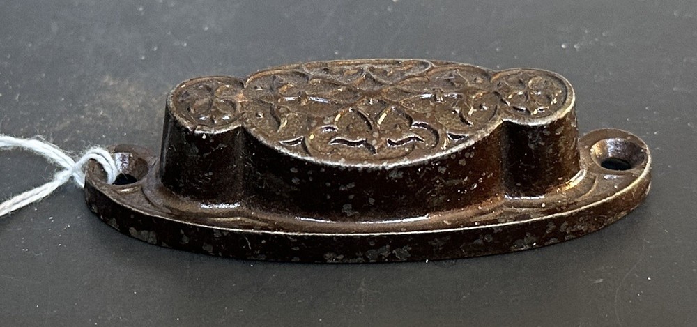 #1775-Vintage Cast Iron Apothecary Cabinet Bin Drawer Pull Pulls Handle