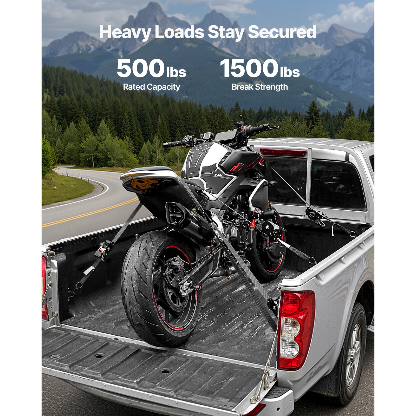 Uimoso 4 Pack Retractable Ratchet Straps 1" x 6' Tie Down Straps 1200 lbs