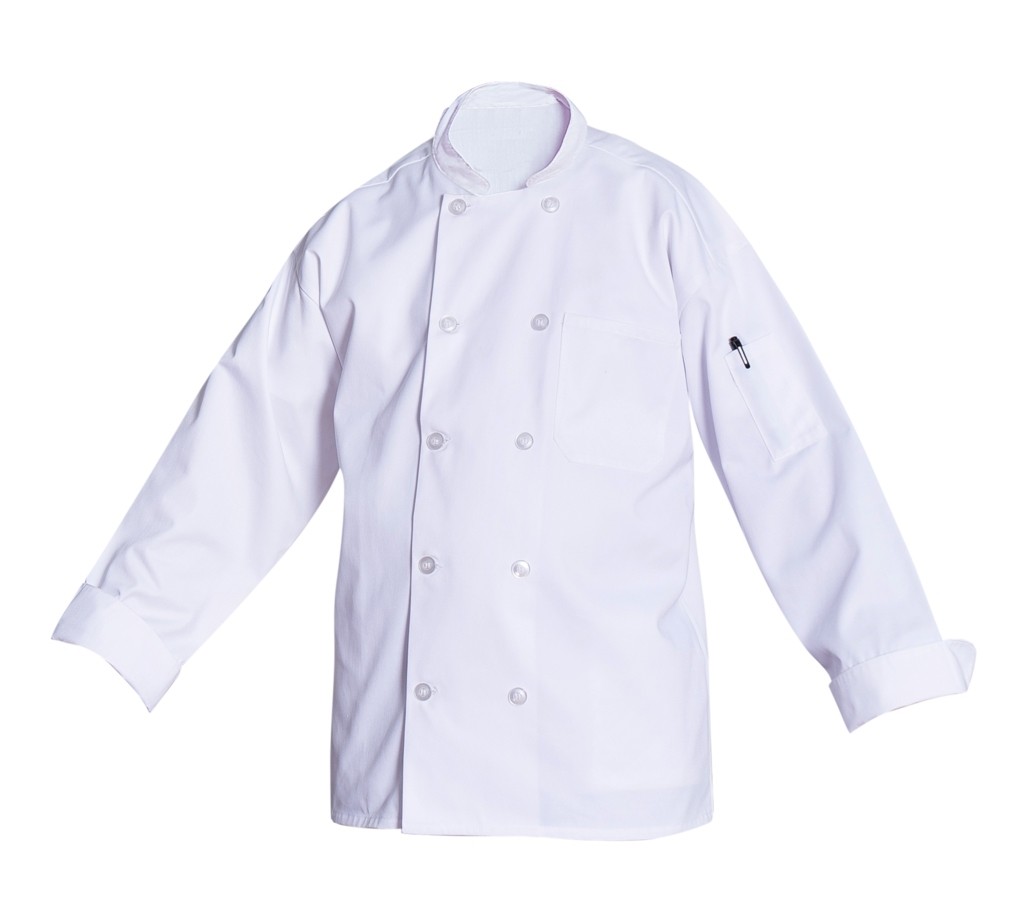 10 Button Poplin Long Sleeve Pocket Chef Coat Jacket S-XL White New All Star