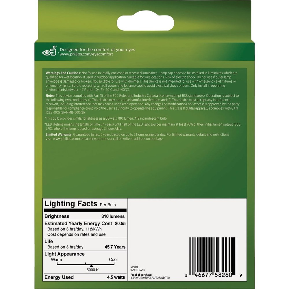 Philips Ultra Efficient 60W Equivalent Daylight A19 LED Light Bulb (2-Pack)