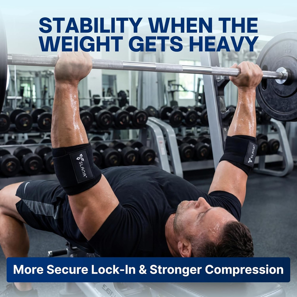 Elbow Wraps for Weightlifting – 40” Long Adjustable Compression - Elbow Sleeves