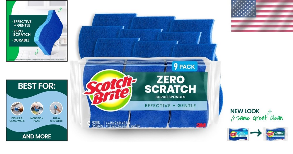 Non-Scratch Blue Scrub Sponges 9 Pack