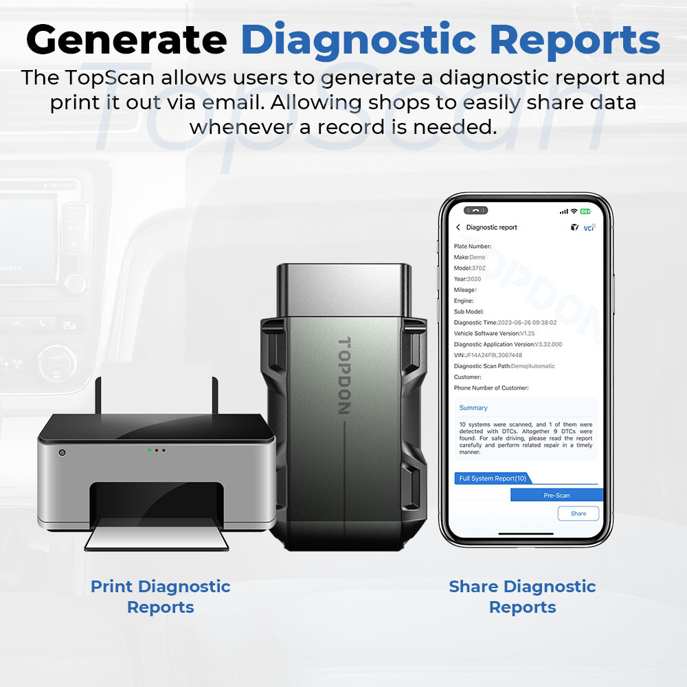 TOPDON TOPSCAN Bluetooth OBD2 Car Code Reader Scanner Tool Full System ABS SRS