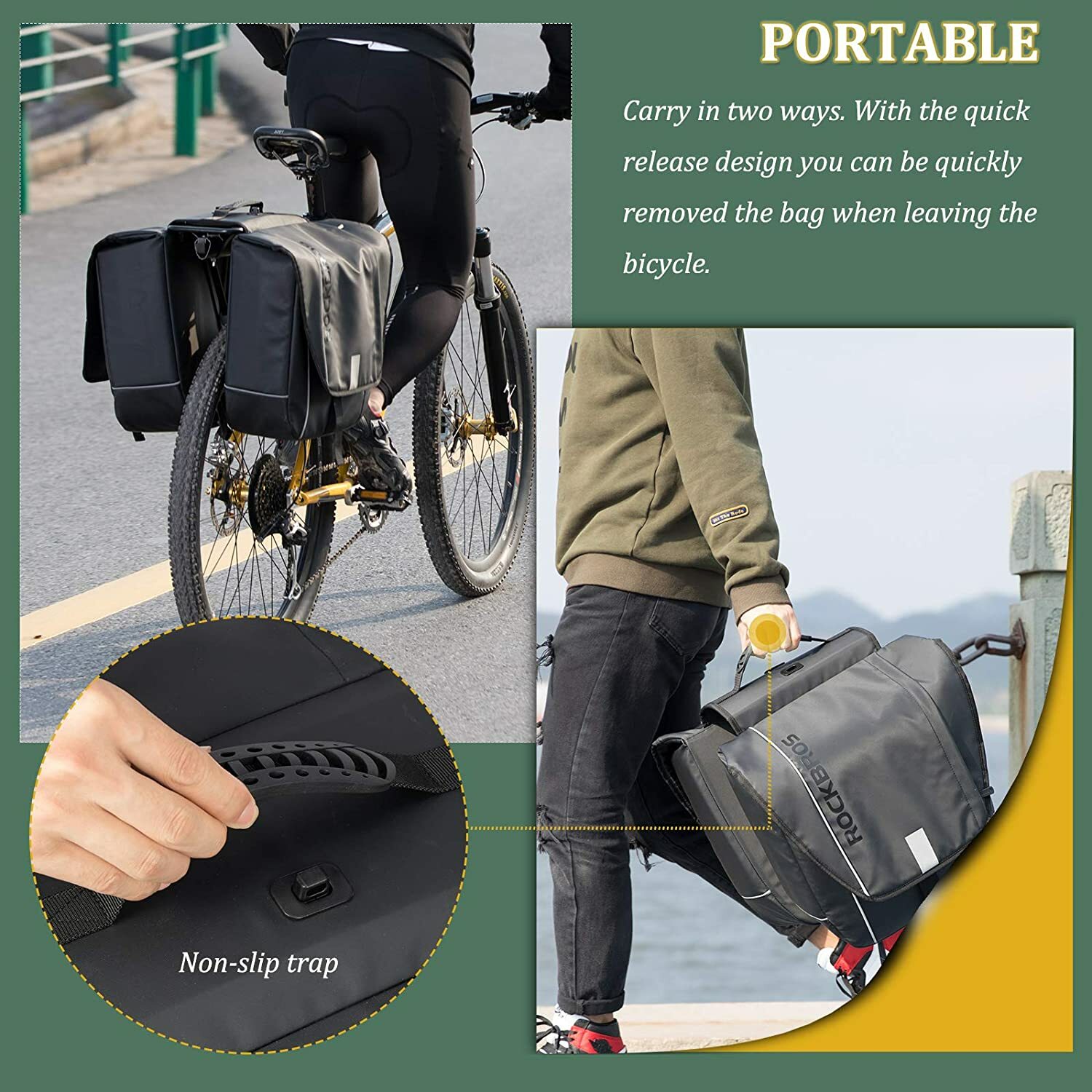 ROCKBROS Cycling Bike Pannier Waterproof Large Capacity Bike Rear Rack Bag 2pcs