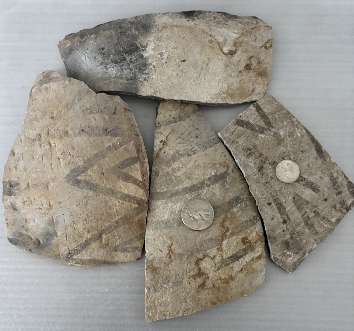 4 Ancient Anasazi Native American Pottery Shards 4” - 6” Arizona L5-G FREE SHIP