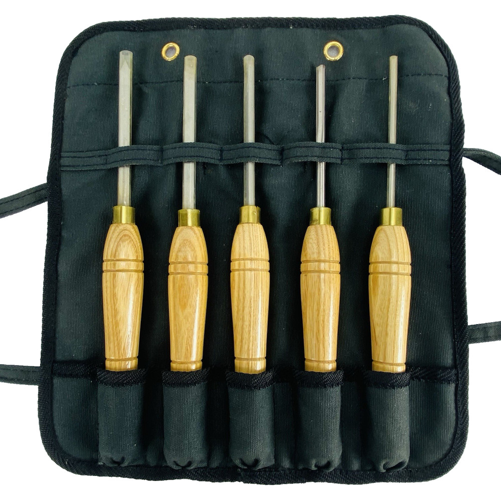Woodworking Chisel Set 5 Pieces With Canvas Pouch Wood Carving Carpentry Gouges