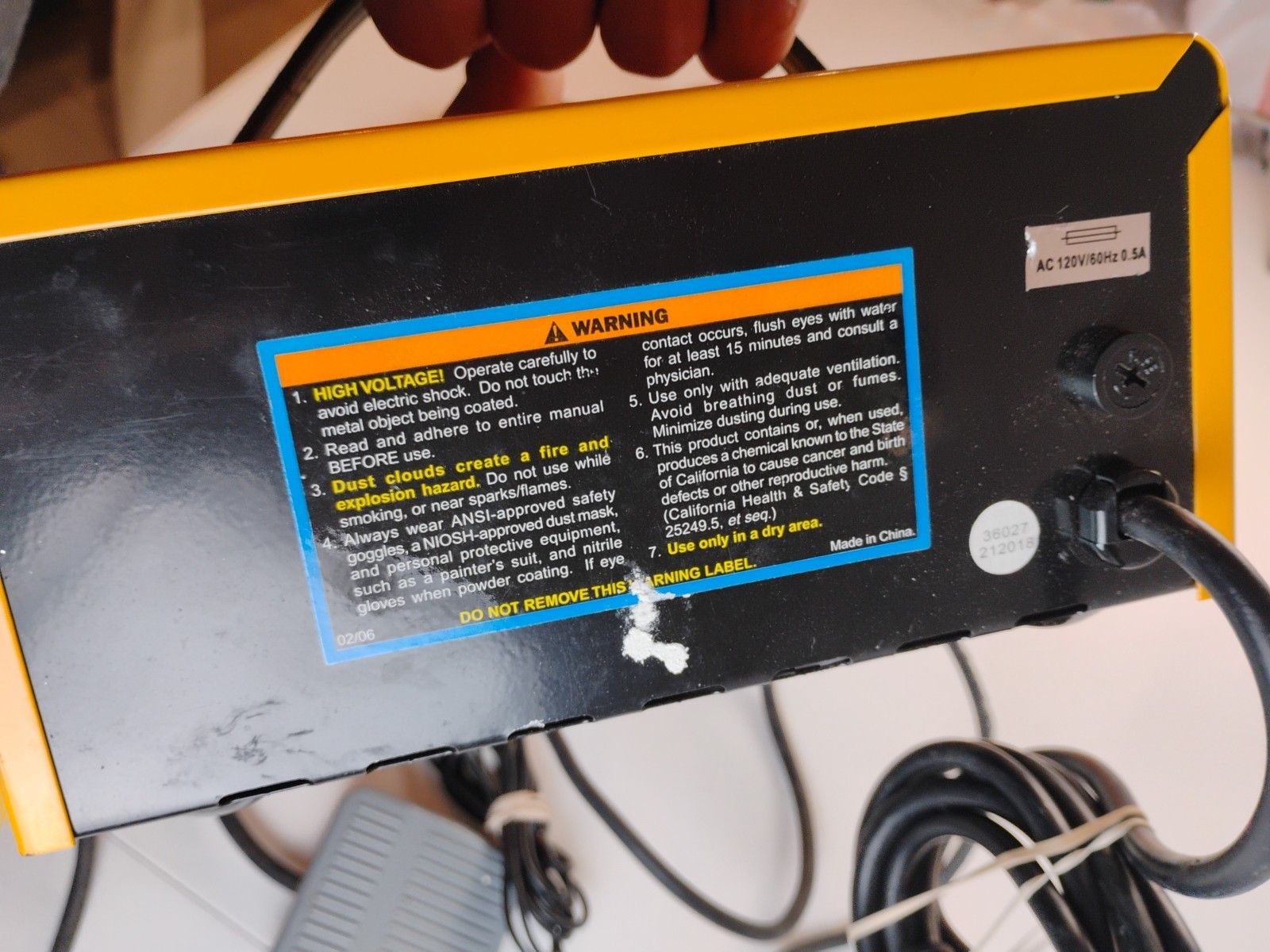 Central Machinery Powder Coating Syst Electrostatic Paint Gun 10-30PSI 94244