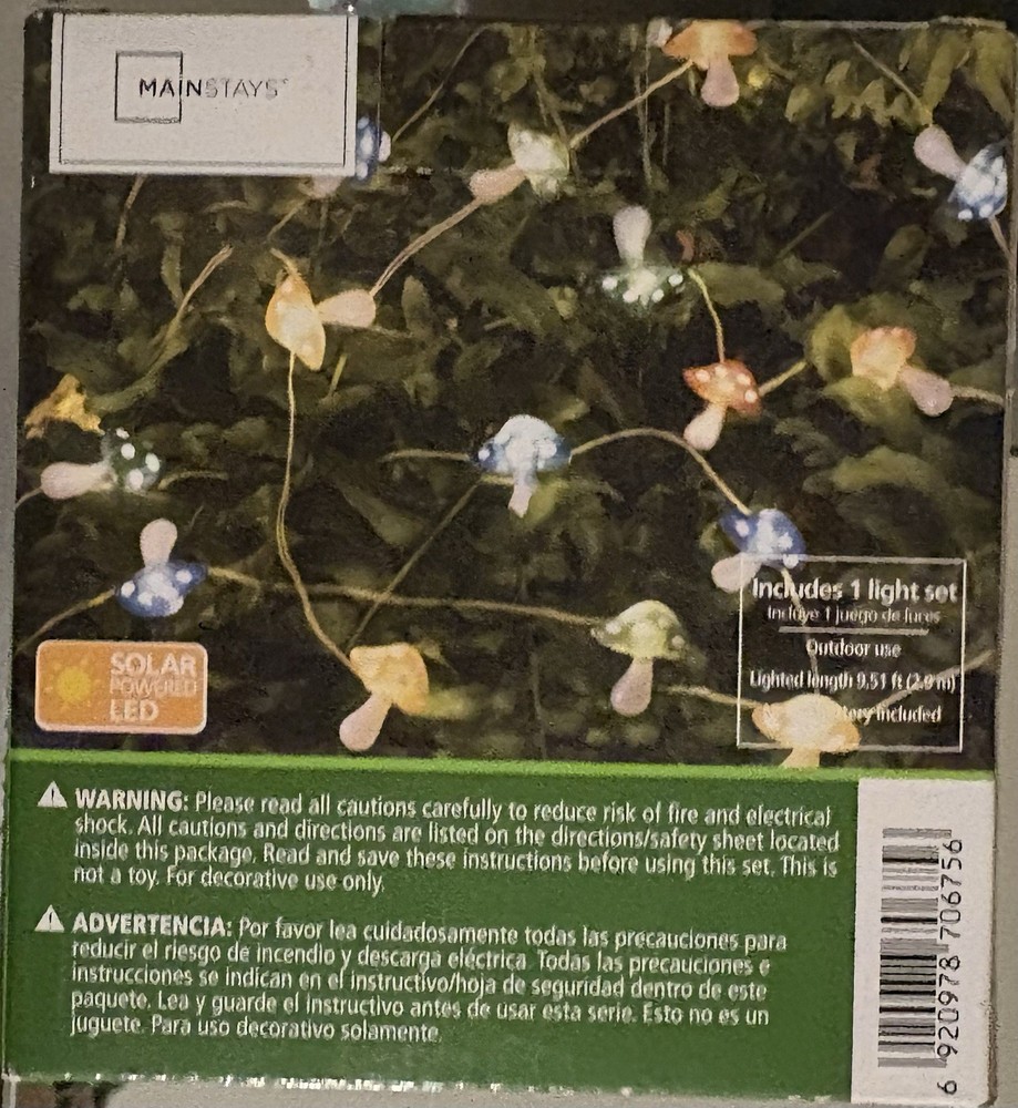 Mainstays Solar 30 Count Mushroom Lights String
