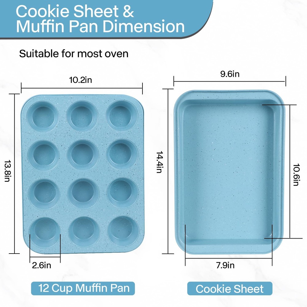 Baking Pans Set Non Stick, Bakeware Sets Stackable, Oven Safe, Steel Baking S...