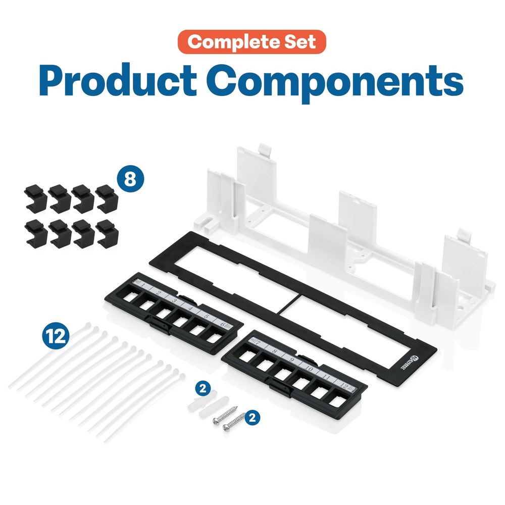 Everest Media 12port Keystone Patch Panel 4pack Removable 6port Inserts With 8