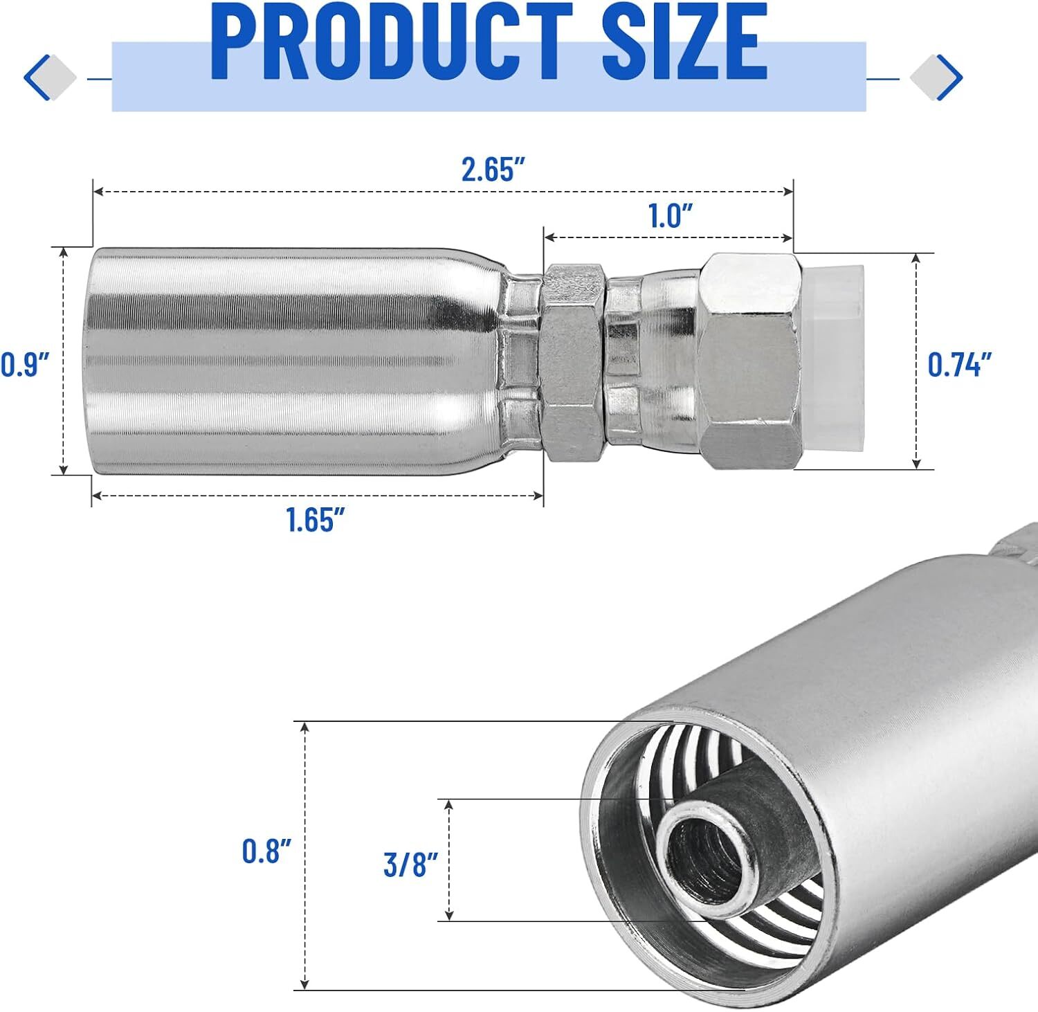 12 New 3/8" Hose x 3/8" JIC 37° Female Hydraulic Hose End Swivel Crimp Fitting