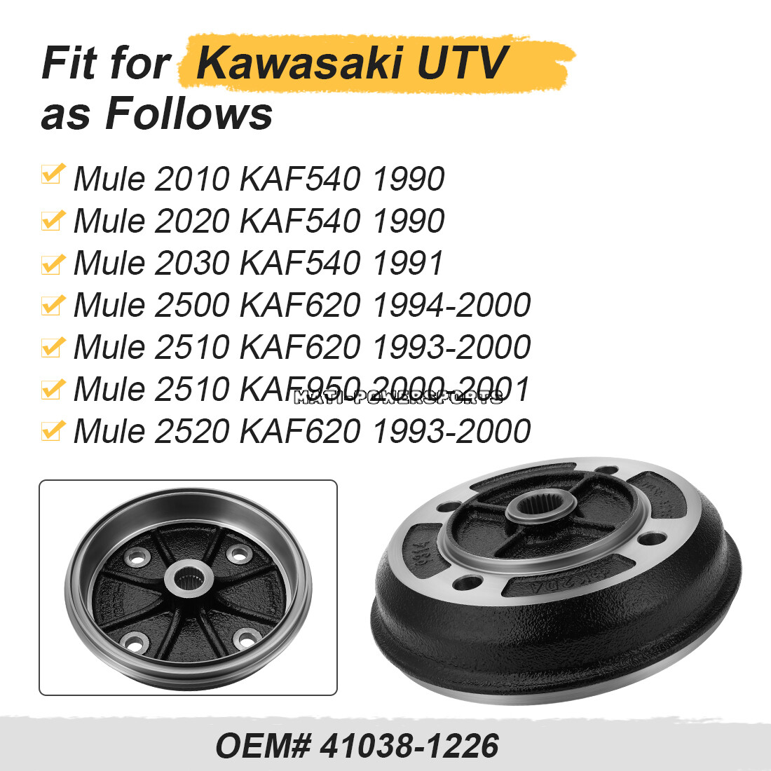 Rear Brake Drum for Kawasaki 41038-1226 Rear Brake Drum UTV Mule