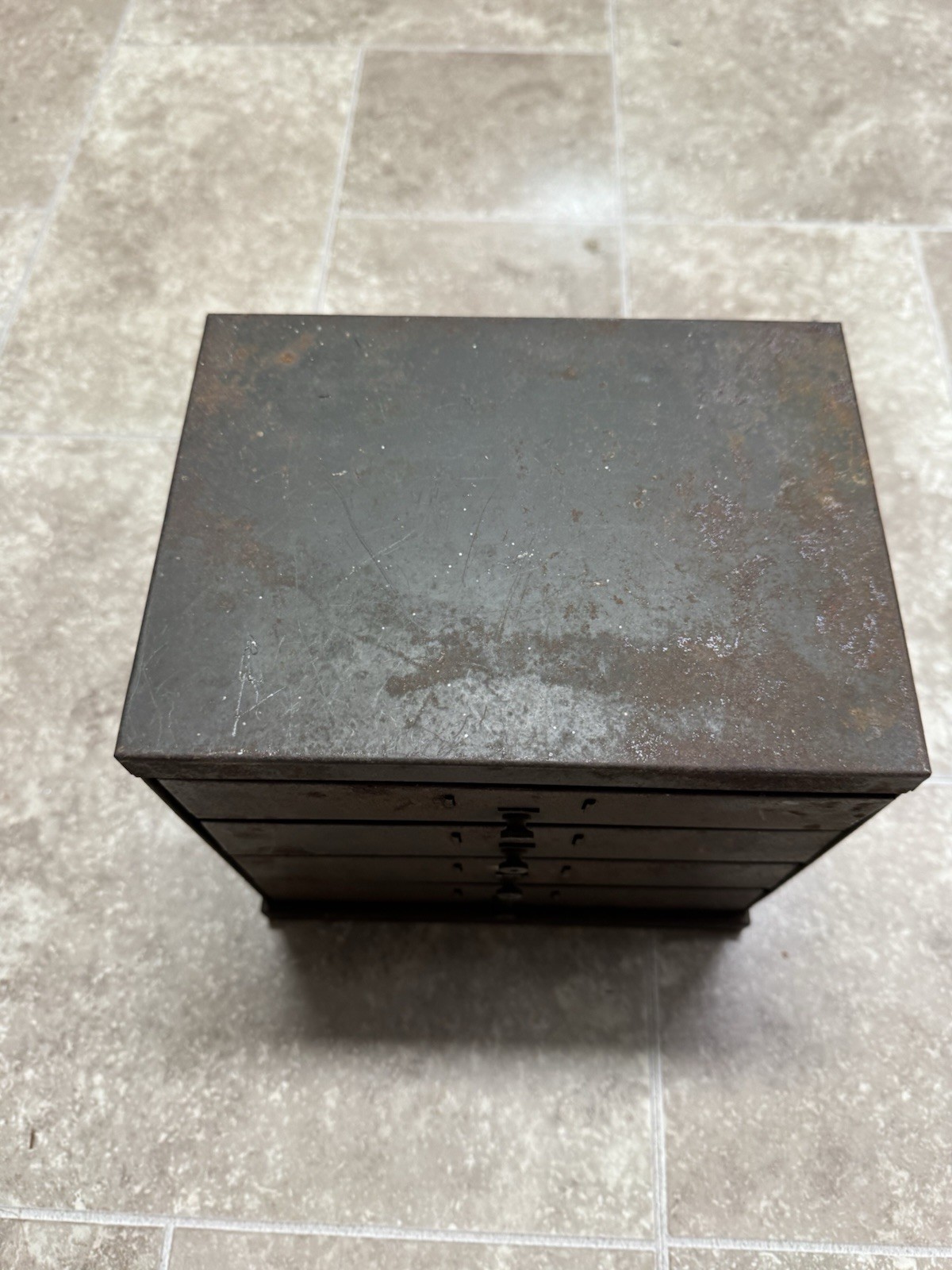 Antique Watchmakers Cabinet Metal Apothecary Industrial Multi 4 Drawer Jewlery