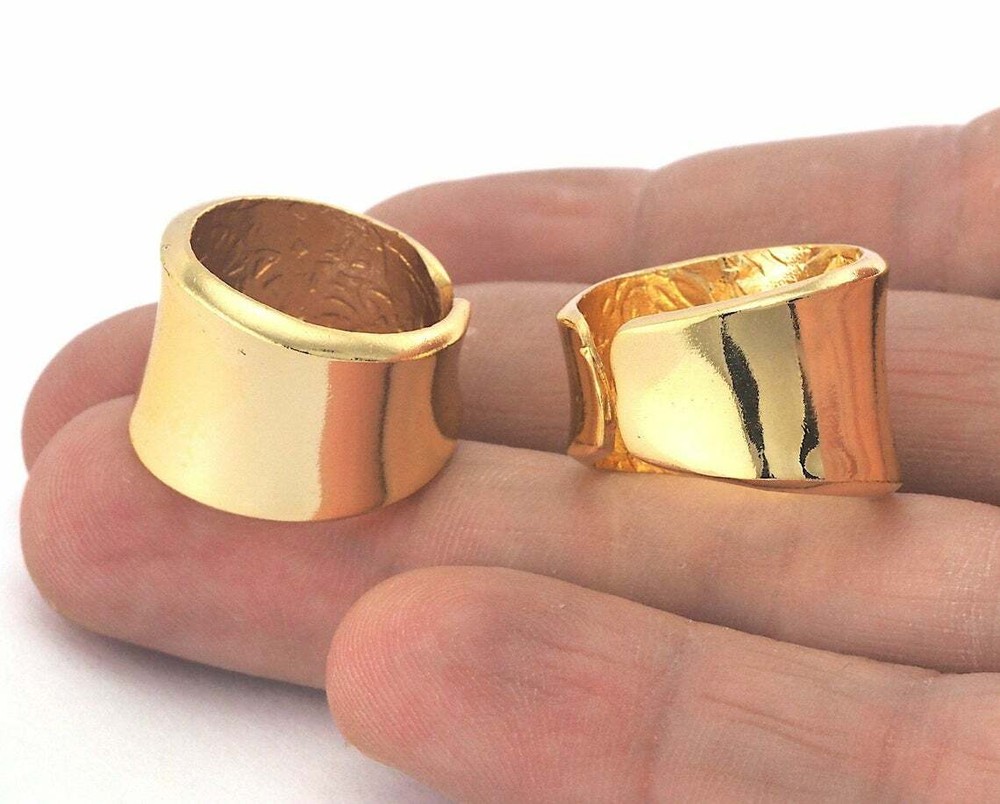 Adjustable Ring Shiny Gold Plated Brass 18.5mm 8.5US inner size Adjustable 3454