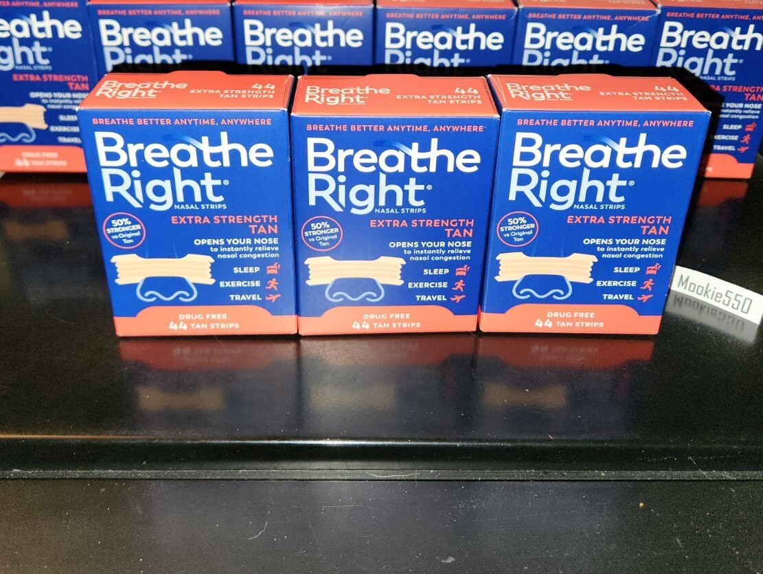 EXP 2028+! (132ct) 3 Boxes X 44ct Breathe Right Extra Strength TAN Nasal Strips