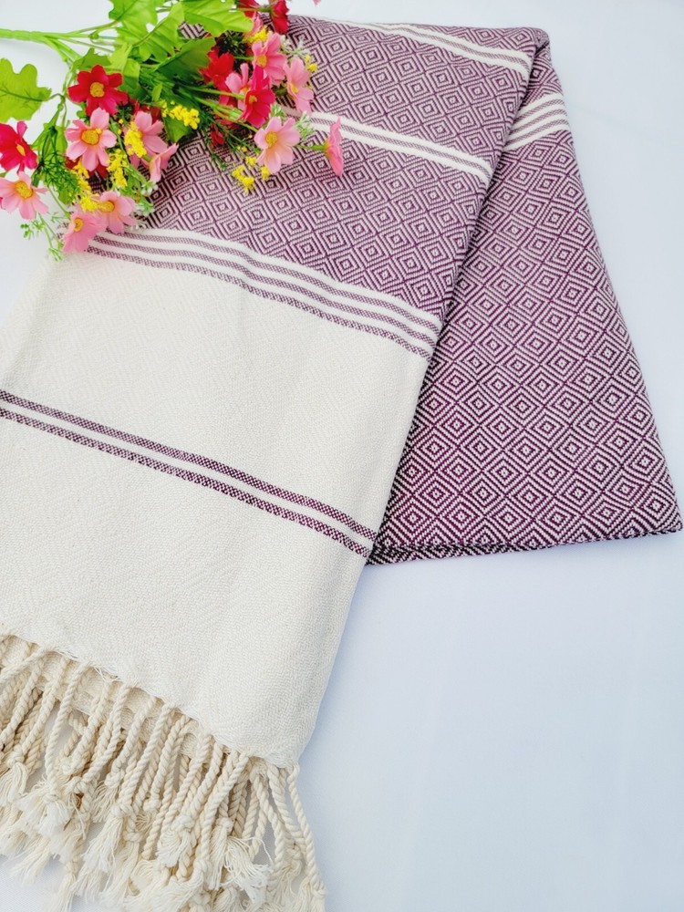 100% Cotton Geometric Diamond Weave All Season Solid Blanket Soft Sofa Throw