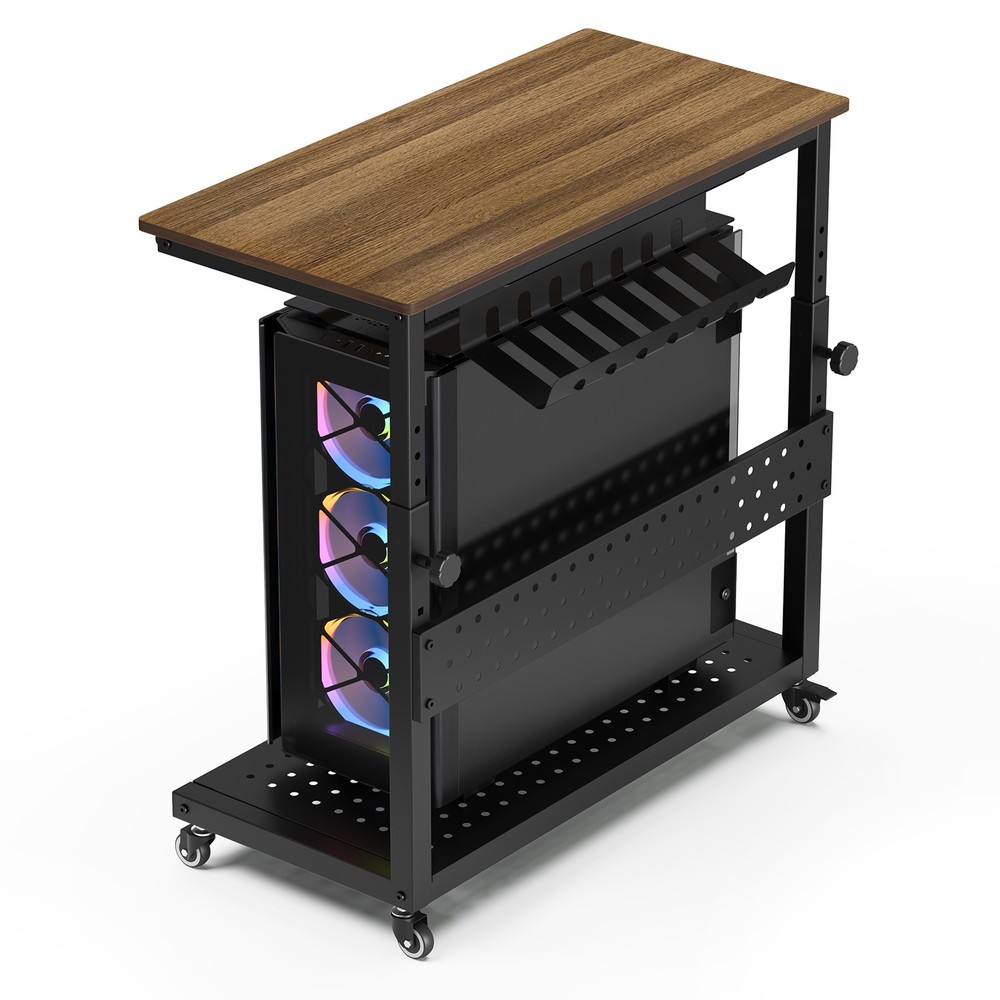 Computer Tower Stand, 11 Level Height Adjustable PC Stand with Line Storage Rack