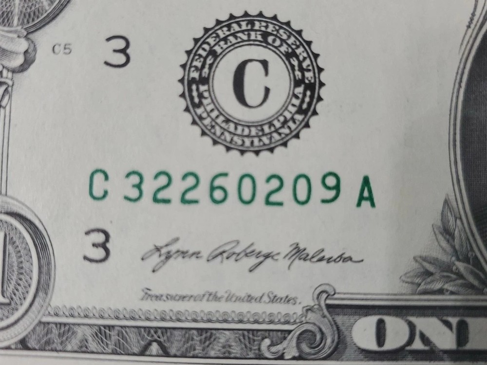 2021 $1 Dollar Bill Error Misaligned Offset Print C32260209A FW