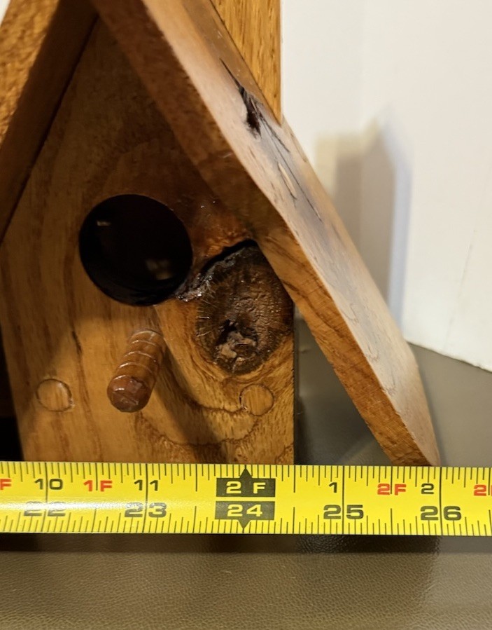 Handmade Double Birdhouse Shelf / Coat rack Carved Wood Hooks Vintage