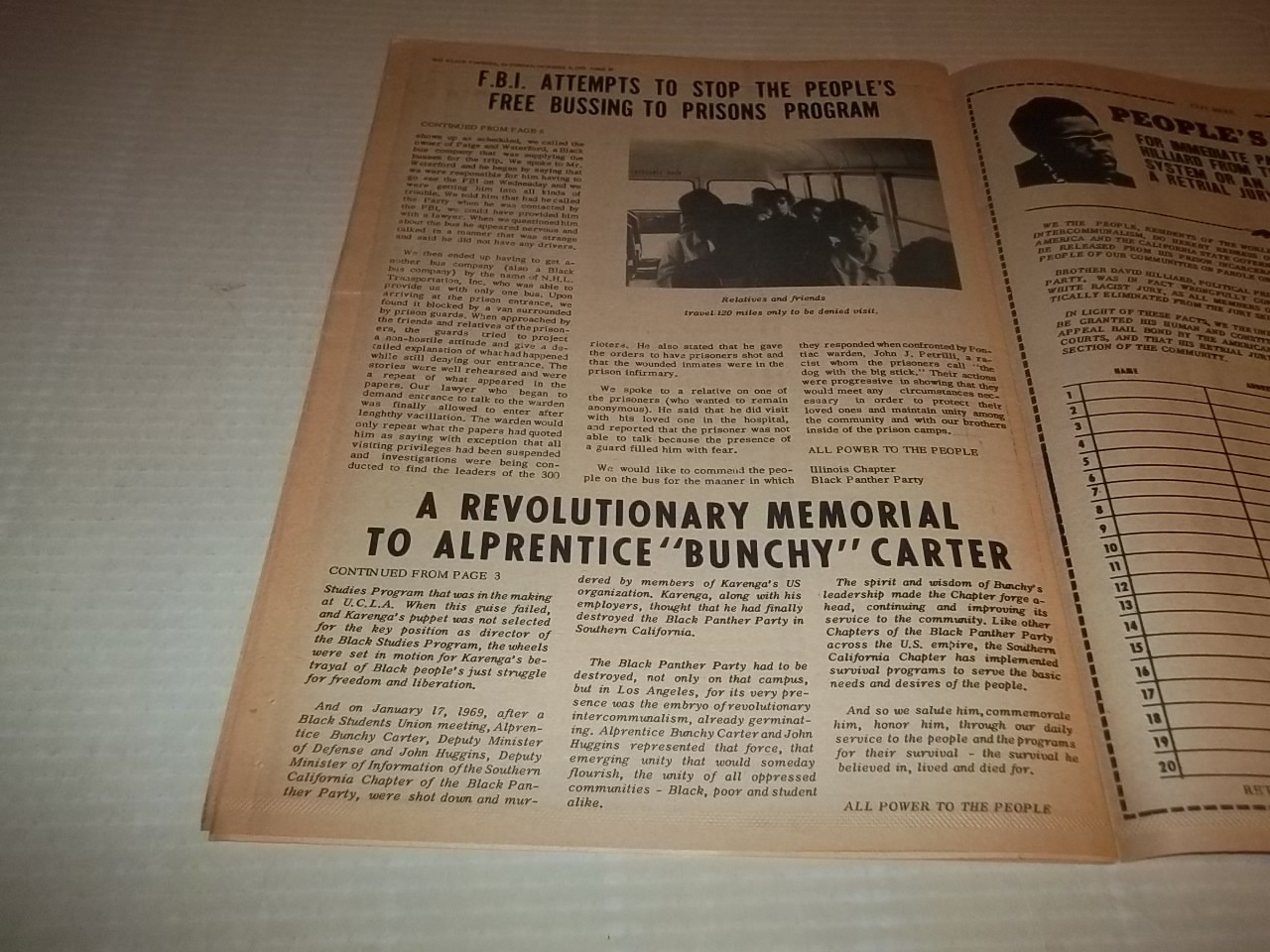 Black Panther Newspaper Oct. 9, 1971 Bunchy Carter, Angela Davis VG+
