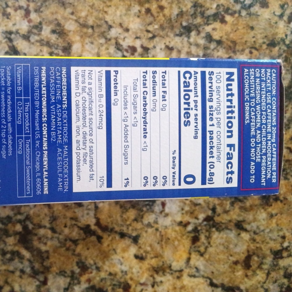 equal plus with caffeine & B12 - 100 Count