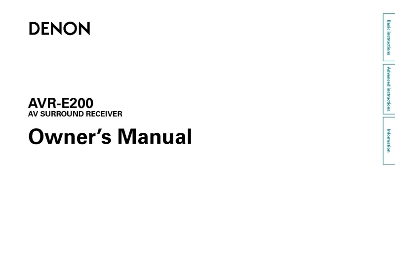Denon AVR-E200 Receiver Amplifier Owners Manual