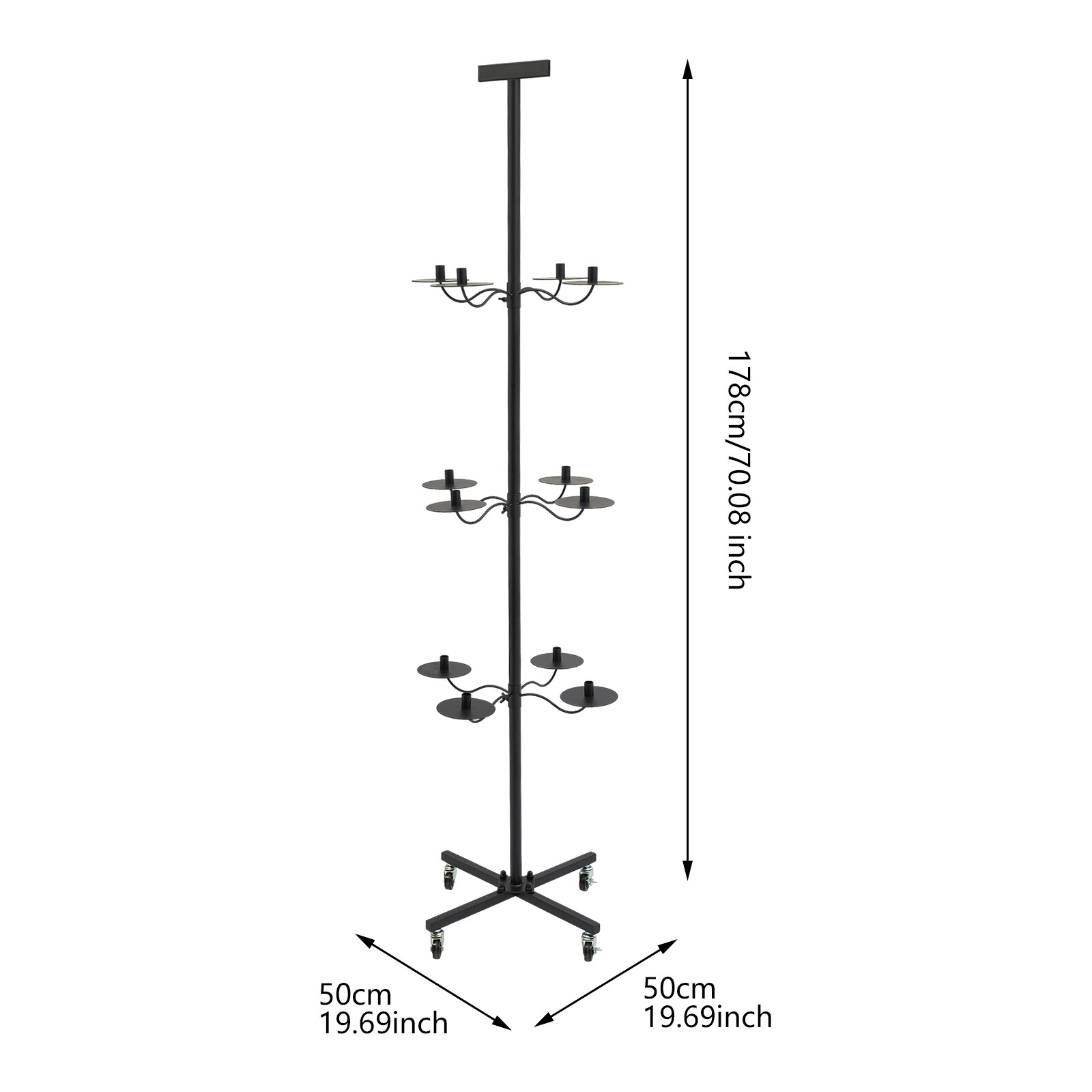 Wig Display&Storage Rack For 12-head Wig Stand W/wheel Styling Wig Storage Black