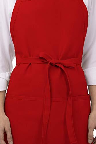 Unisex Three Pocket Apron One Size Red