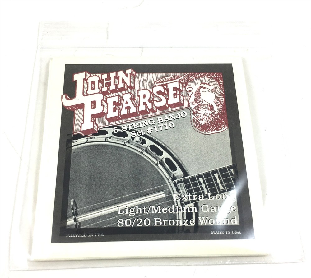 John Pearse 3 Sets Banjo Strings 5 Strings 80/20 Bronze Lt/ Med Gauge Extra Long