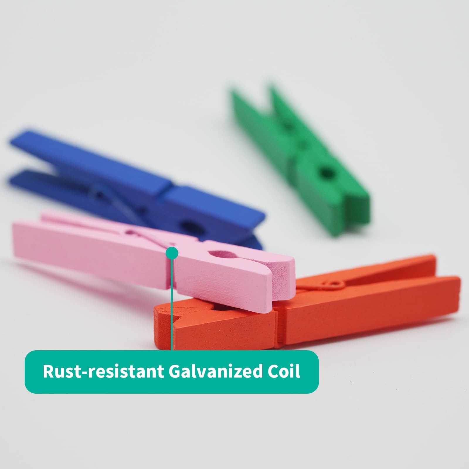 KTOJOY Colored Wooden Clothes Pins, Rainbow Colors 50 Pack, 2.9 Inch, 5 PCS P...